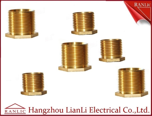 ประเทศจีน ทองเหลืองชายบุชทองเหลืองอุปกรณ์เดินสายไฟฟ้าหัวหกเหลี่ยมยาว GI Thread ผู้ผลิต