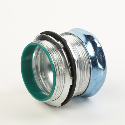 1/2 &quot;3&quot; Raintight EMT ตัวเชื่อมต่อการบีบอัด Green Cap Insulated Ring ผู้ผลิต