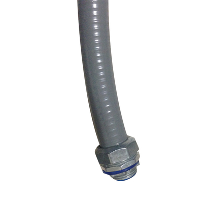 3/4&quot; ของเหลวแน่นยืดหยุ่นท่อโลหะจุ่มร้อนม้วนสีเทาเคลือบพีวีซี ผู้ผลิต